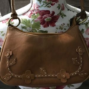 LAST CHANCE!!! Tan handbag with flower stitching